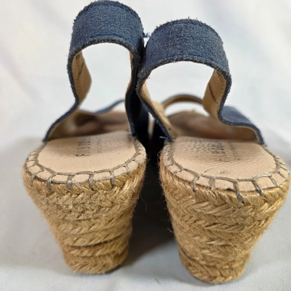 FABIOLAS Blue Suede Espadrille Wedge Sandals Peep Toe Made in‎ Spain Size 39/8.5